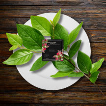 Elegant Floral Black Flower Photo Enclosure Card