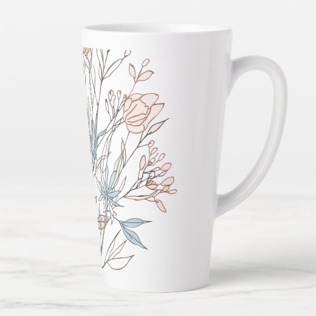 Elegant Floral Bloom Art | Modern Botanical Flower Milchtasse (Rechts)