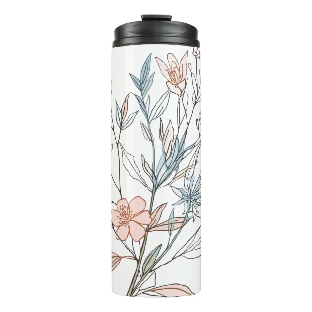 Elegant Floral Bloom Art | Modern Botanical Flower Thermosbecher (Vorderseite)