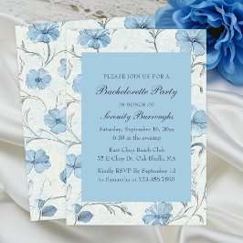 Elegant Floral Blue Country Garden Bachelorette Einladung