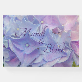 Elegant Floral Blue Lavender Hydrangea Gästebuch