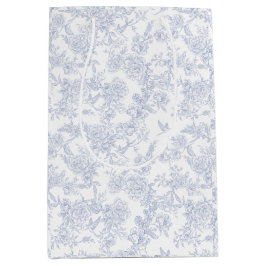 Elegant Floral Blue Mittlere Geschenktüte