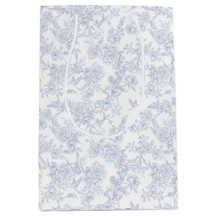 Elegant Floral Blue Mittlere Geschenktüte
