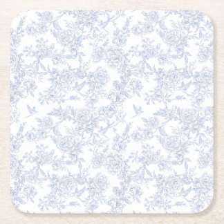 Elegant Floral Blue Rechteckiger Pappuntersetzer