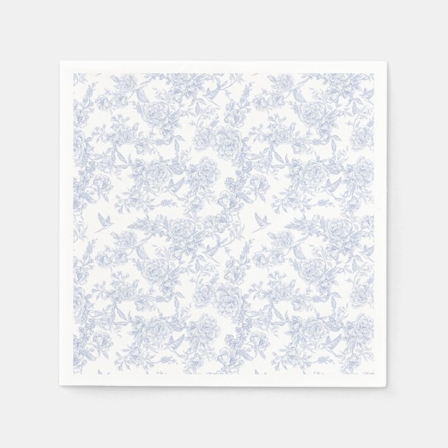 Elegant Floral Blue Serviette (Vorderseite)