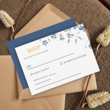 Elegant Floral Blue Wedding RSVP