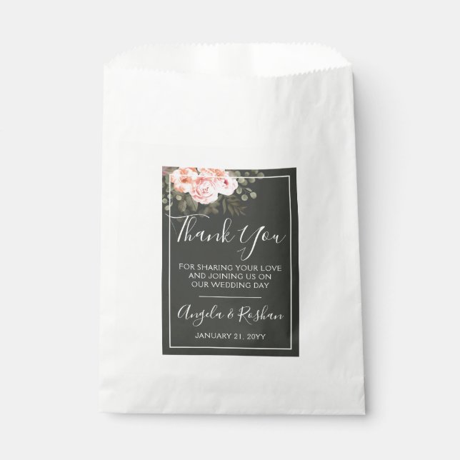 Elegant Floral Blush Botanical Wedding Thank You Geschenktütchen (Vorderseite)