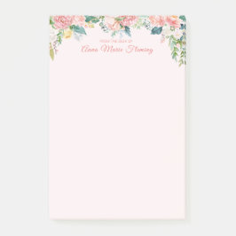 Elegant Floral Blush Pink Rose Peony Post-it Klebezettel