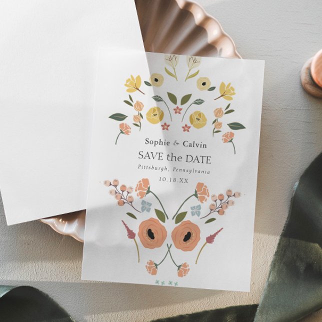 Elegant floral Boho Hochzeit speichern das Datum (Von Creator hochgeladen)