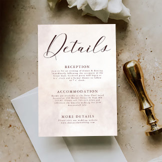 Elegant Floral Boho Hochzeitdetails Begleitkarte