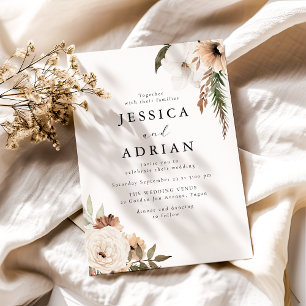 Elegant Floral Boho Wedding Einladung