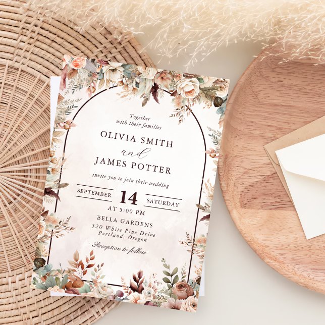 Elegant Floral Boho Wedding Einladung (Von Creator hochgeladen)