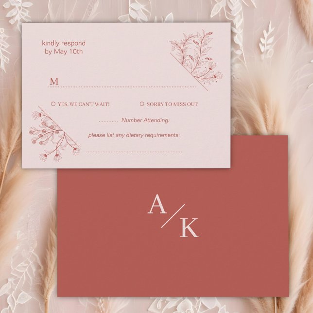 Elegant Floral Boho Wedding RSVP Karte (Von Creator hochgeladen)