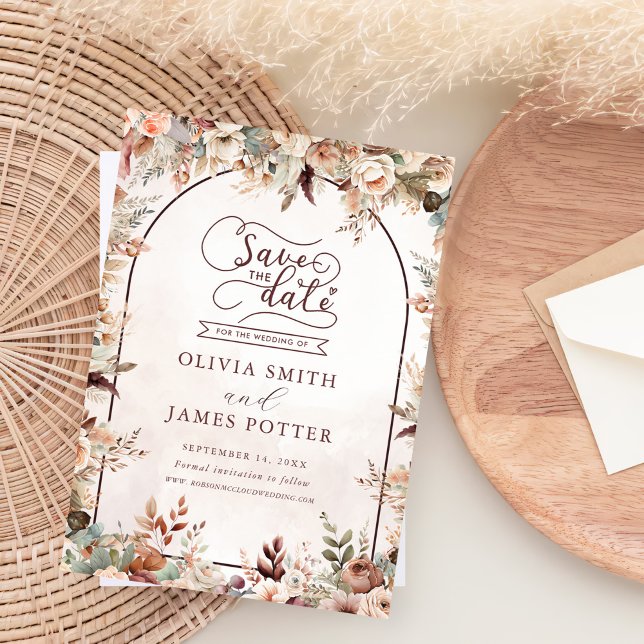 Elegant Floral Boho Wedding Save The Date (Von Creator hochgeladen)