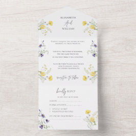Elegant Floral Boho Wildblumen Wedding RSVP All In One Einladung