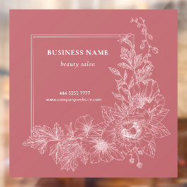 Elegant Floral Border Beauty Salon Dusty Pink Fensteraufkleber