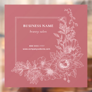 Elegant Floral Border Beauty Salon Dusty Pink Fensteraufkleber
