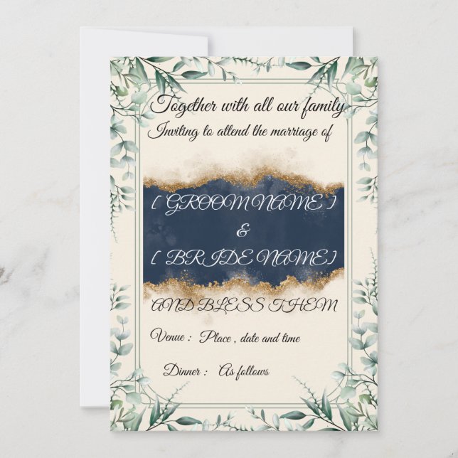 Elegant Floral Border Wedding Invitation Card |  Einladung (Vorderseite)