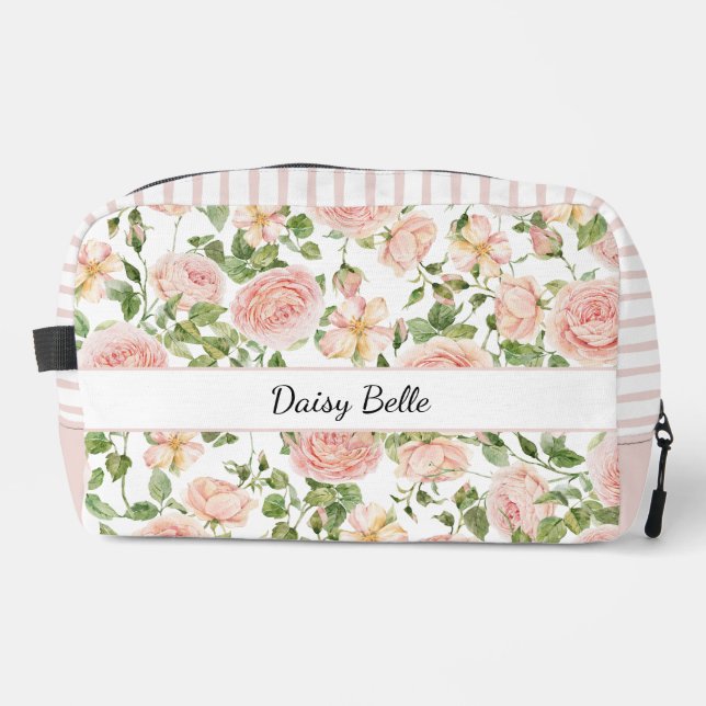 Elegant Floral Botanical Rose Pink Wedding Pouch Waschbeutel (Vorderseite)