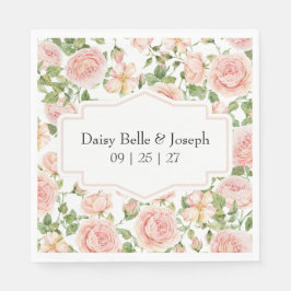 Elegant Floral Botanical Rose Pink Wedding Serviette