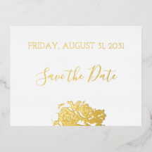 Elegant floral Botaniqe Gold Wedding Save the Date