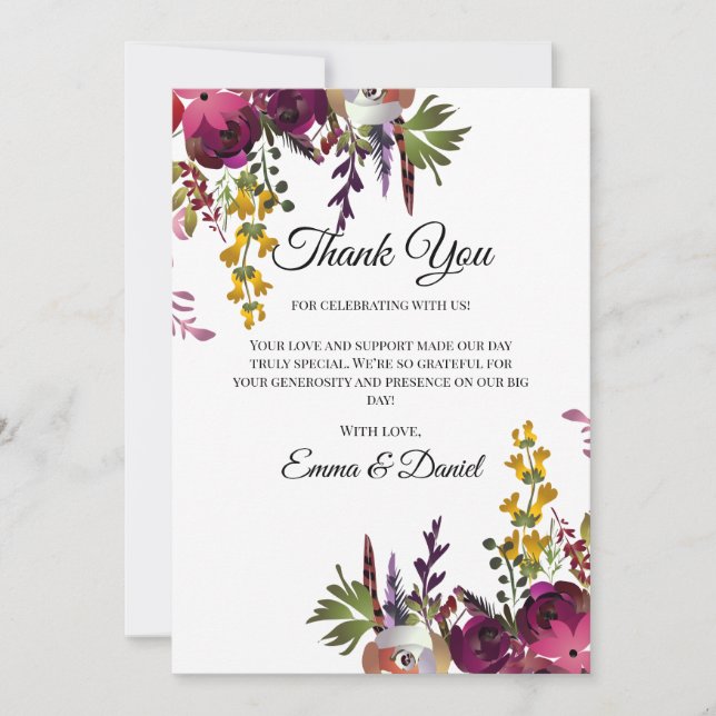 Elegant Floral Bouquet Dankeskarte (Vorderseite)