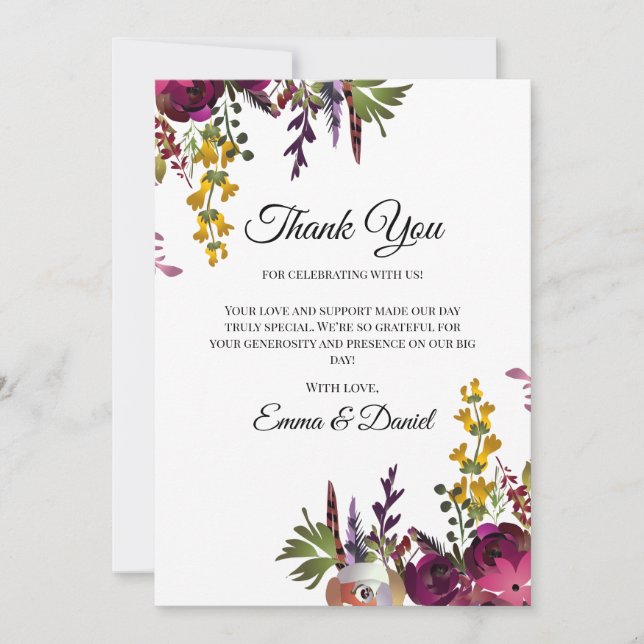 Elegant Floral Bouquet Dankeskarte (Vorderseite)