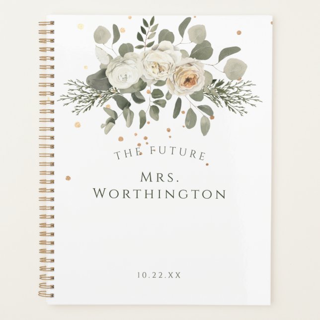 Elegant Floral Bouquet Die Zukunft Frau Wedding Planer (Vorderseite)