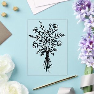 Elegant Floral Bouquet Line Art Acryleinladungen