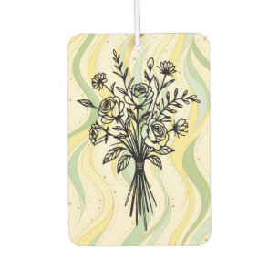Elegant Floral Bouquet Line Art Autolufterfrischer