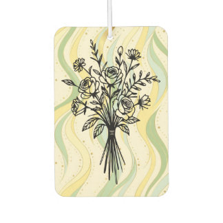 Elegant Floral Bouquet Line Art Autolufterfrischer