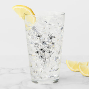 Elegant Floral Bouquet Line Art Glas