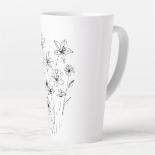 Elegant Floral Bouquet Line Art Milchtasse