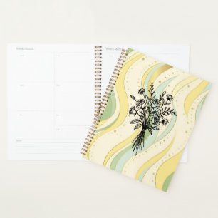 Elegant Floral Bouquet Line Art Planer