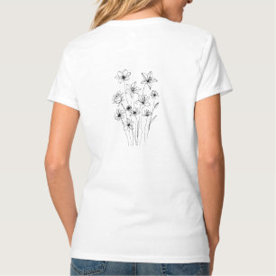 Elegant Floral Bouquet Line Art T-Shirt