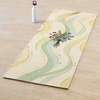 Elegant Floral Bouquet Line Art Yogamatte