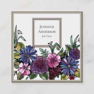 Elegant Floral Bouquet Quadratische Visitenkarte