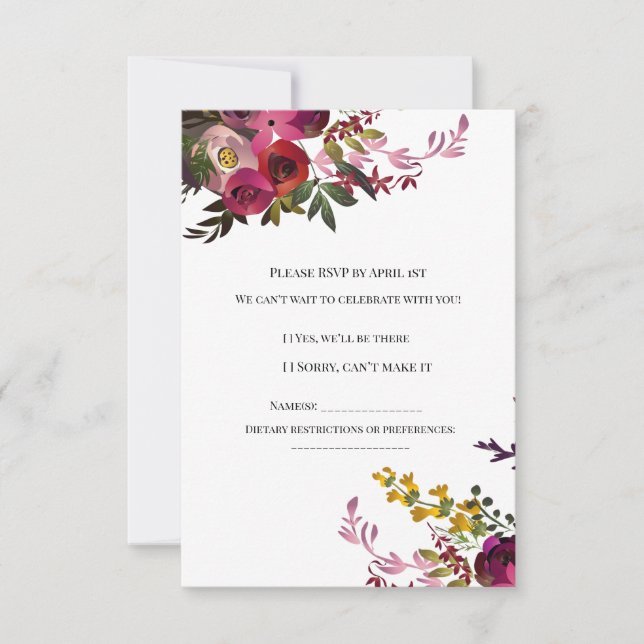 Elegant Floral Bouquet RSVP Karte (Vorderseite)