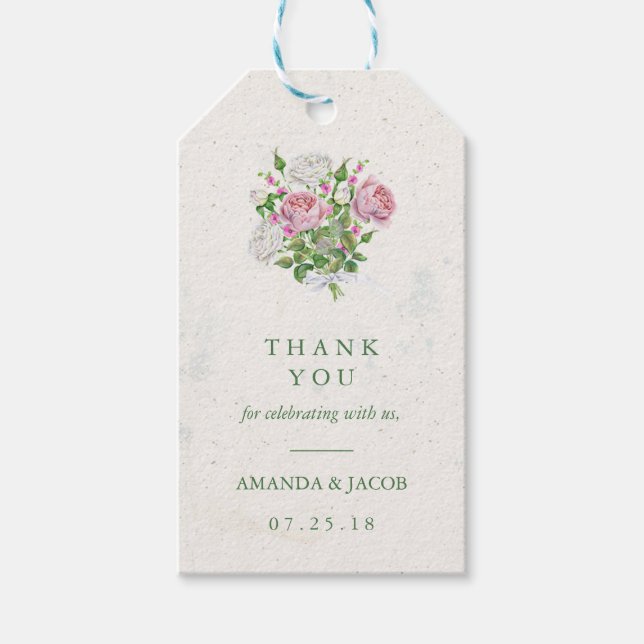 Elegant Floral Bouquet Vielen Dank Geschenkanhänger (Vorderseite)