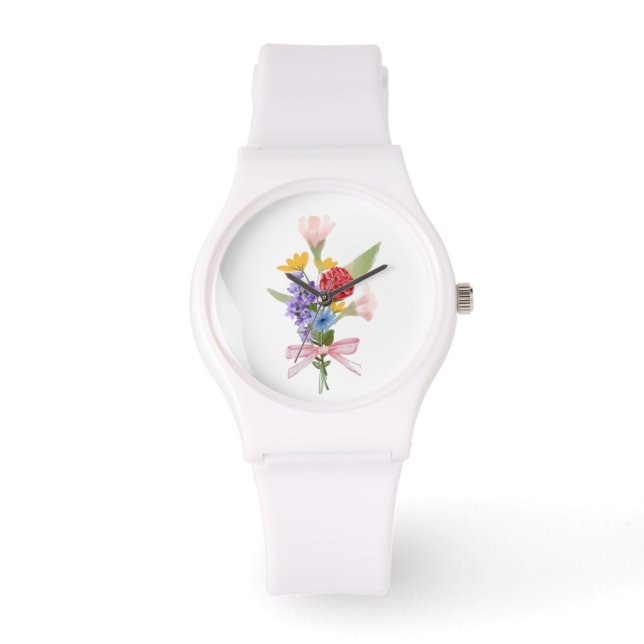 Elegant Floral Bouquet Watch Armbanduhr (Vorderseite)