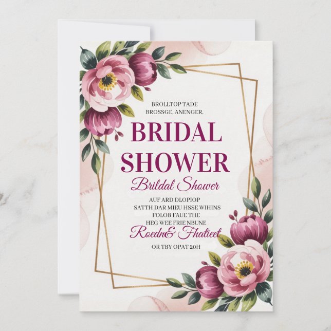 Elegant Floral Bridal Shower Invitation Einladung (Vorderseite)