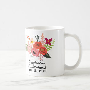 Elegant Floral Bridesmaid Tasse