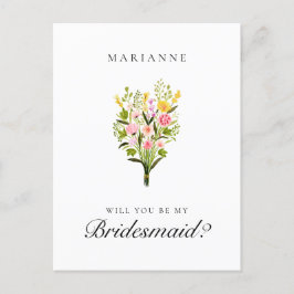 Elegant Floral Bridesmaid Vorschlag Postkarte