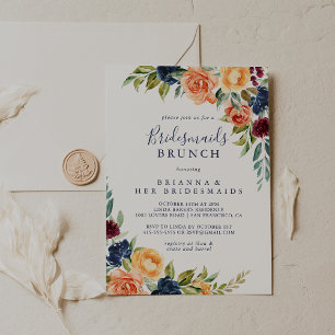 Elegant floral Bridesmaids Brunch Dusche Einladung