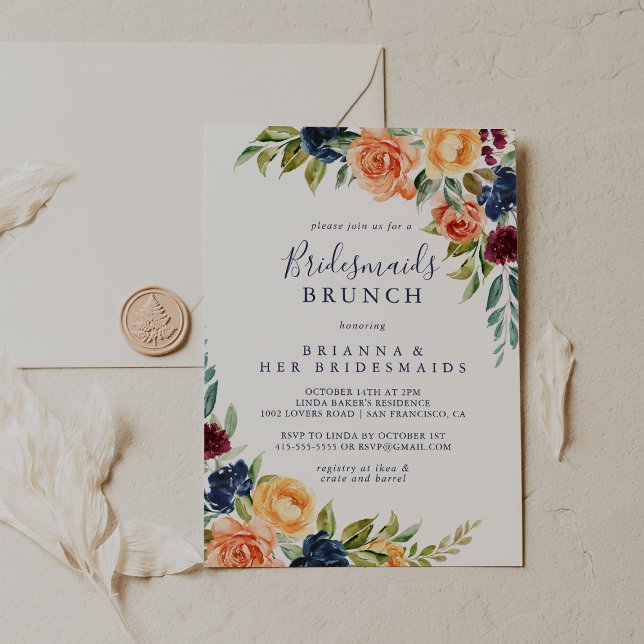 Elegant floral Bridesmaids Brunch Dusche Einladung (Von Creator hochgeladen)