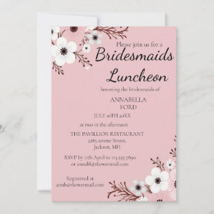 Elegant Floral Bridesmaids Luncheon Einladung