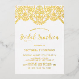 Elegant Floral Brocade Lace Bridal Luncheon Folieneinladung