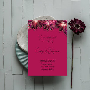 Elegant Floral Burgund Hochzeit Einladung