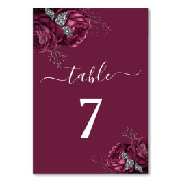 Elegant Floral Burgundy Peonies Tischnummer