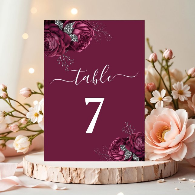 Elegant Floral Burgundy Peonies Tischnummer (Elegant Floral Burgundy Peonies Table Number)
